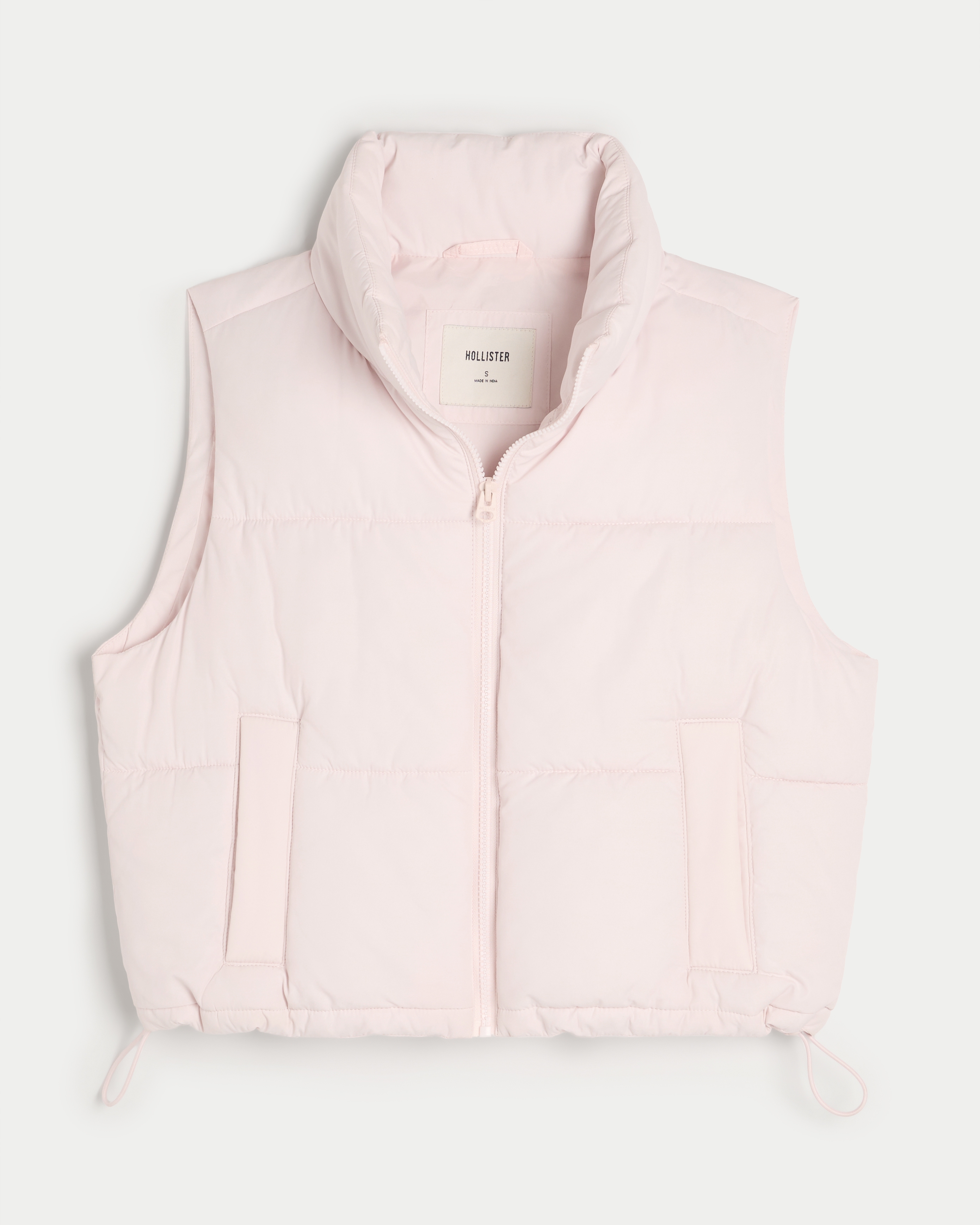 Women s Mini Zip Up Puffer Vest in Light Pink Size XXL from Hollister