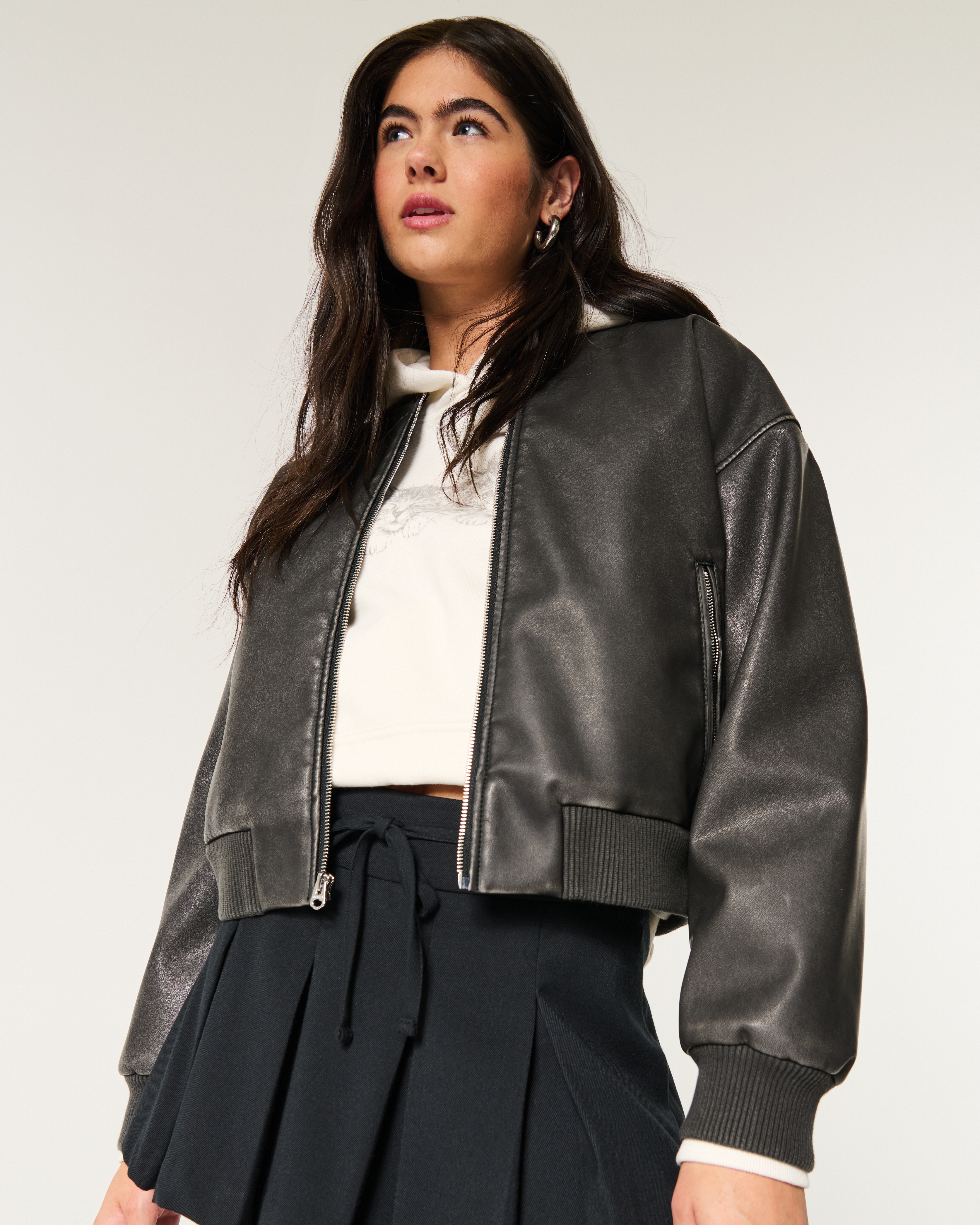 Vegan Leather Bomber Jacket