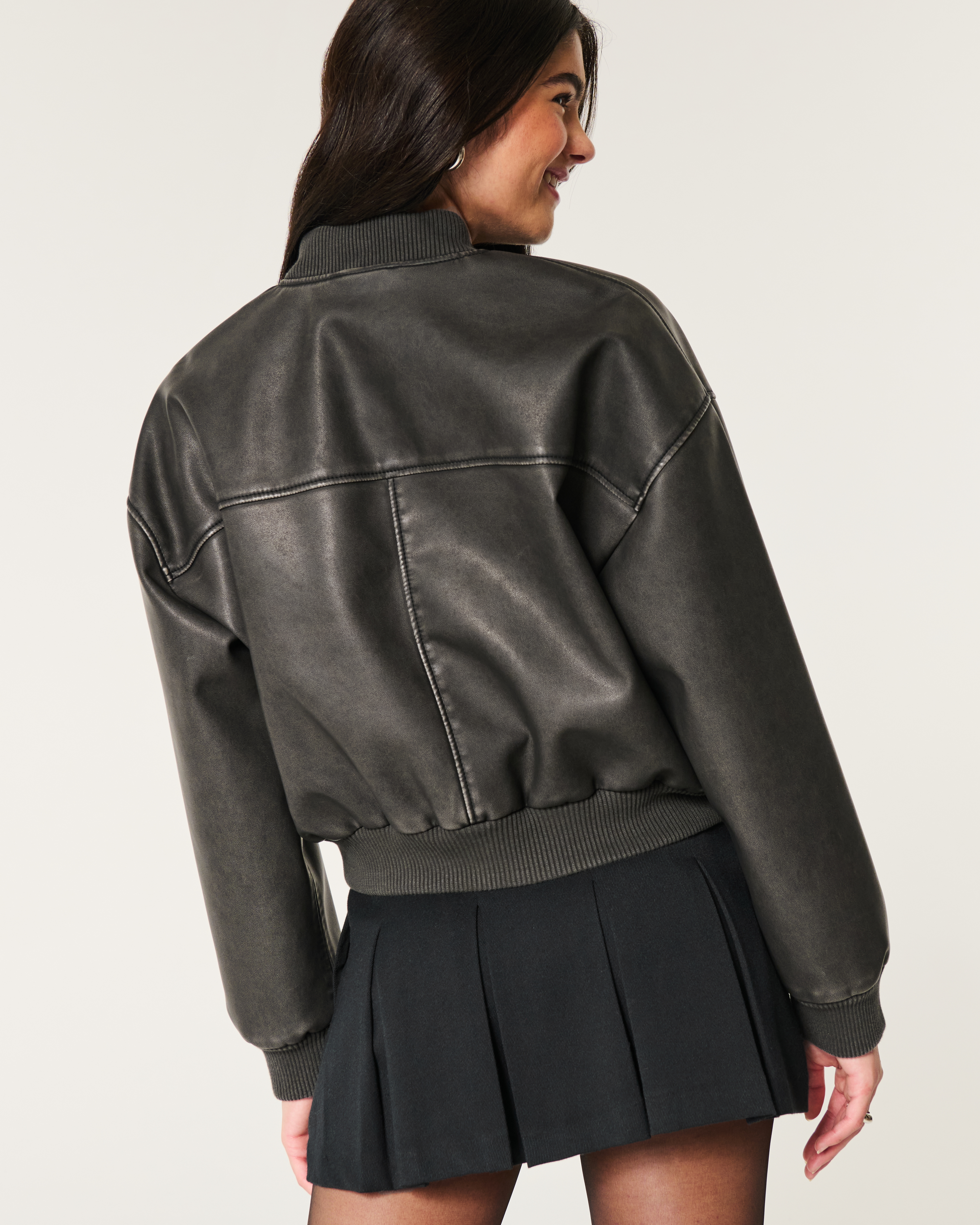 Vegan Leather Bomber Jacket