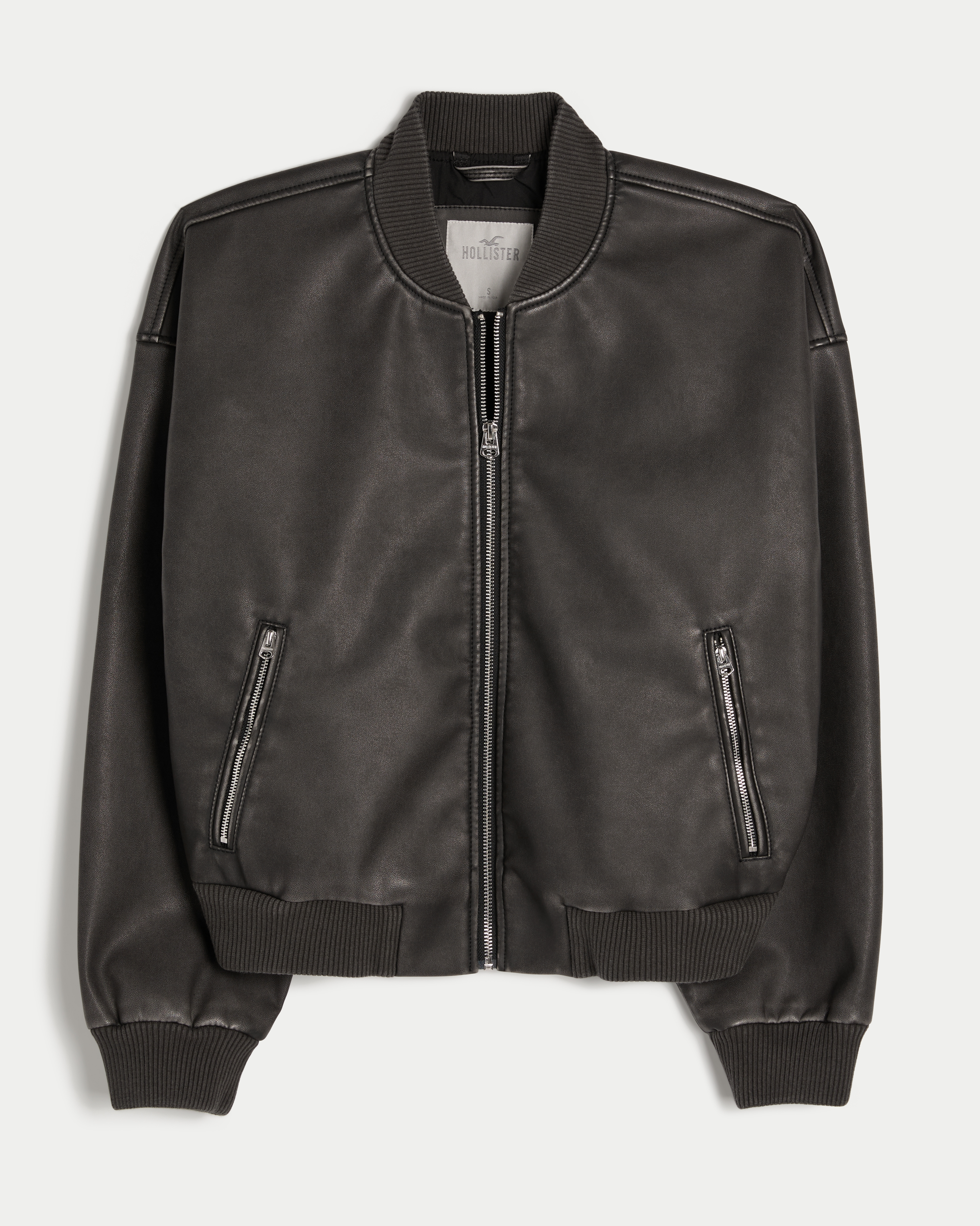 Vegan Leather Bomber Jacket