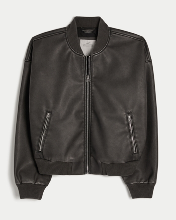 Women s Vegan Leather Bomber Jacket Women s Clearance HollisterCo