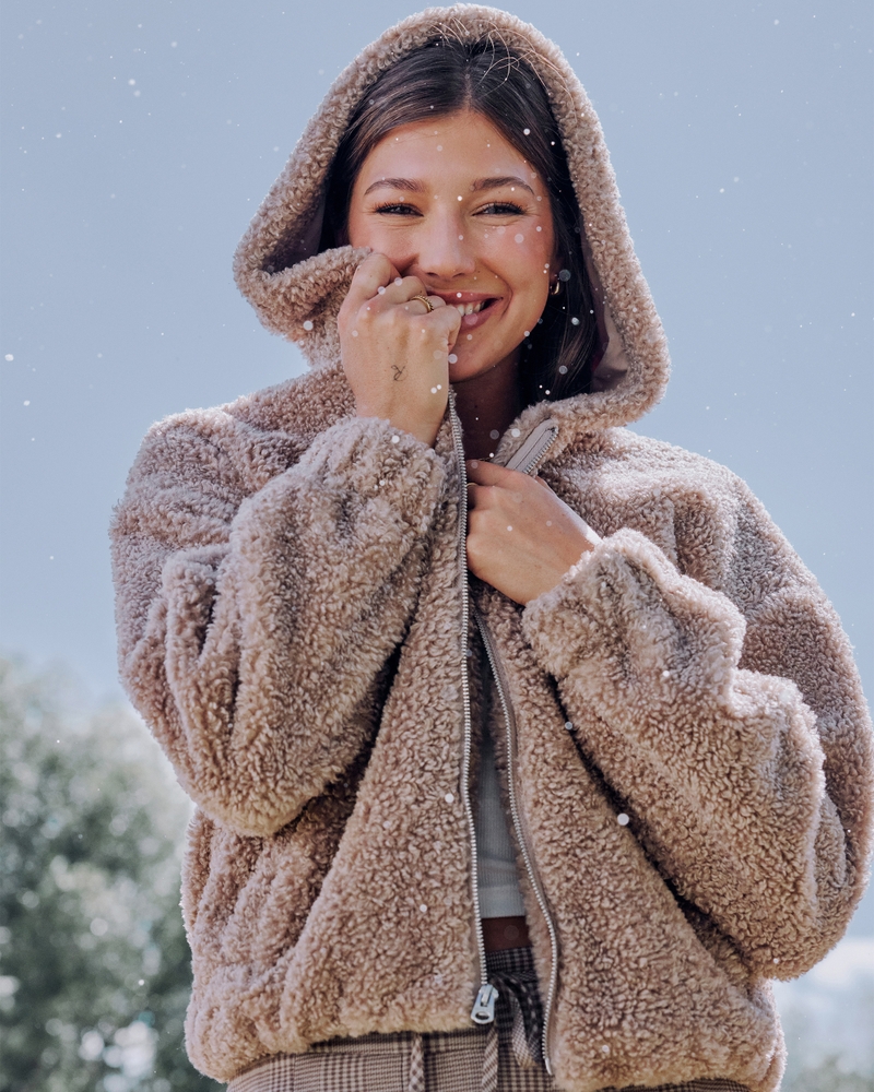 Curly Faux Fur Zip-Up Jacket