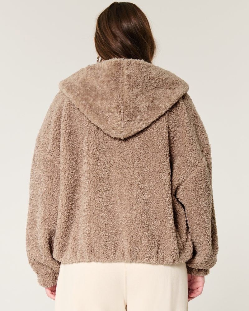 Curly Faux Fur Zip-Up Jacket