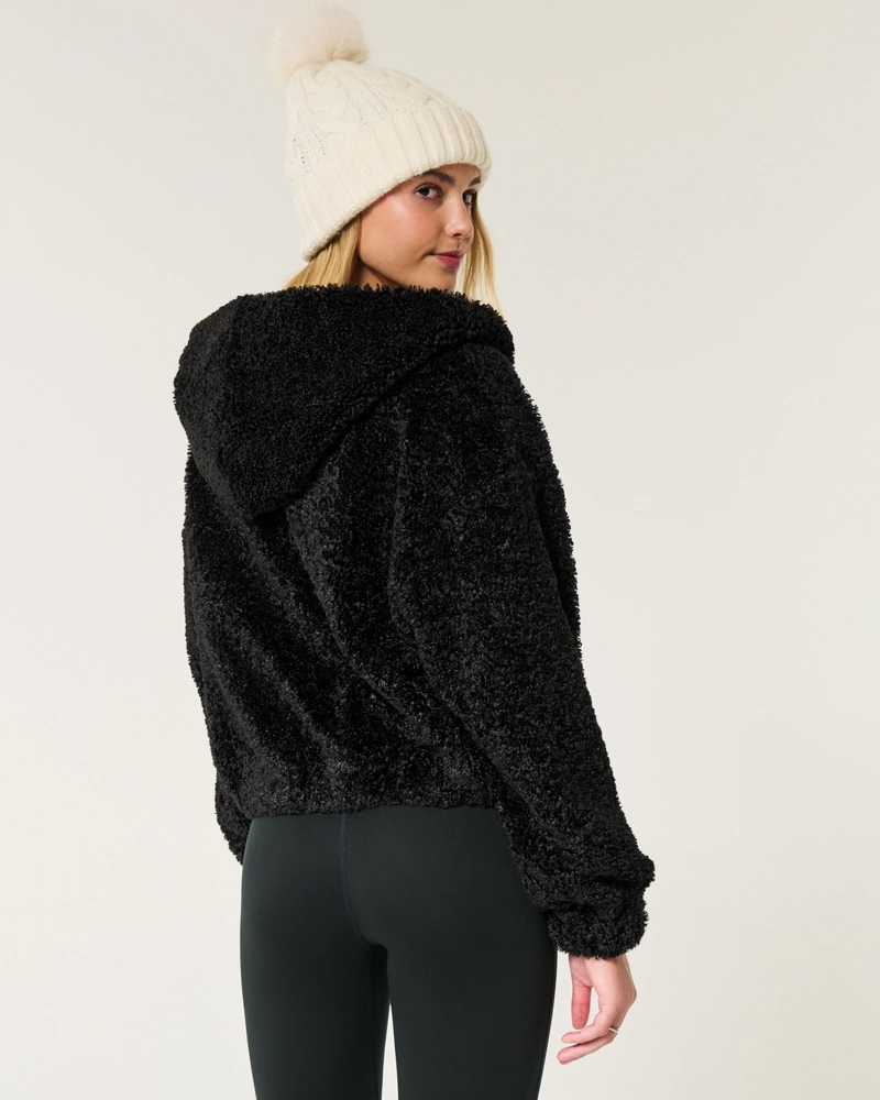 Curly Faux Fur Zip-Up Jacket