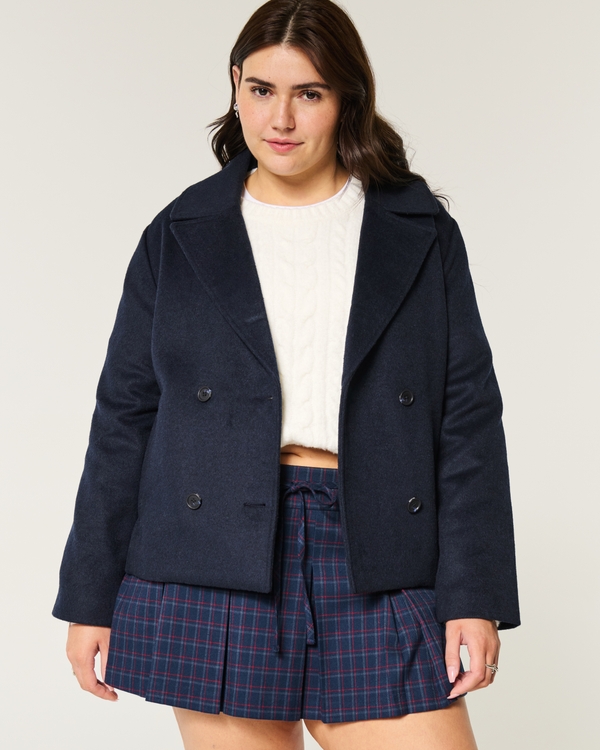Wool Blend Peacoat, Navy Blue view 1