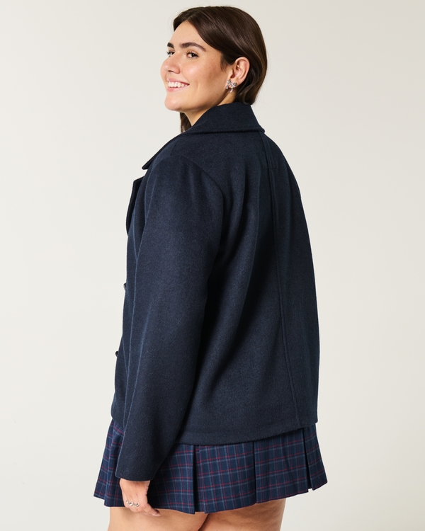 Wool Blend Peacoat, Navy Blue view 2