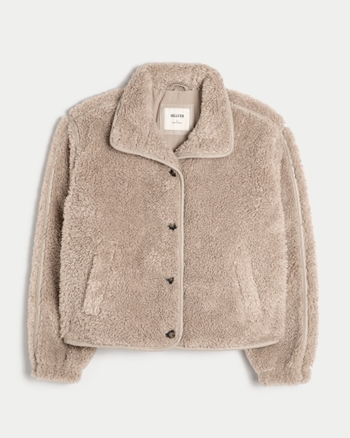 Women s Sherpa Jacket in Cream Size S from Hollister