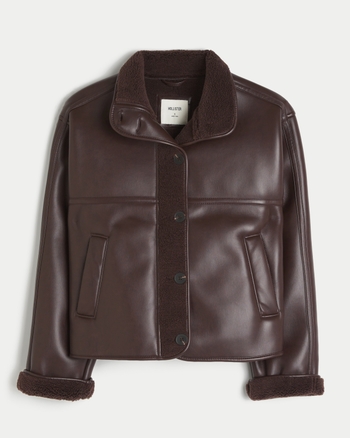 Hollister mens leather jacket on sale