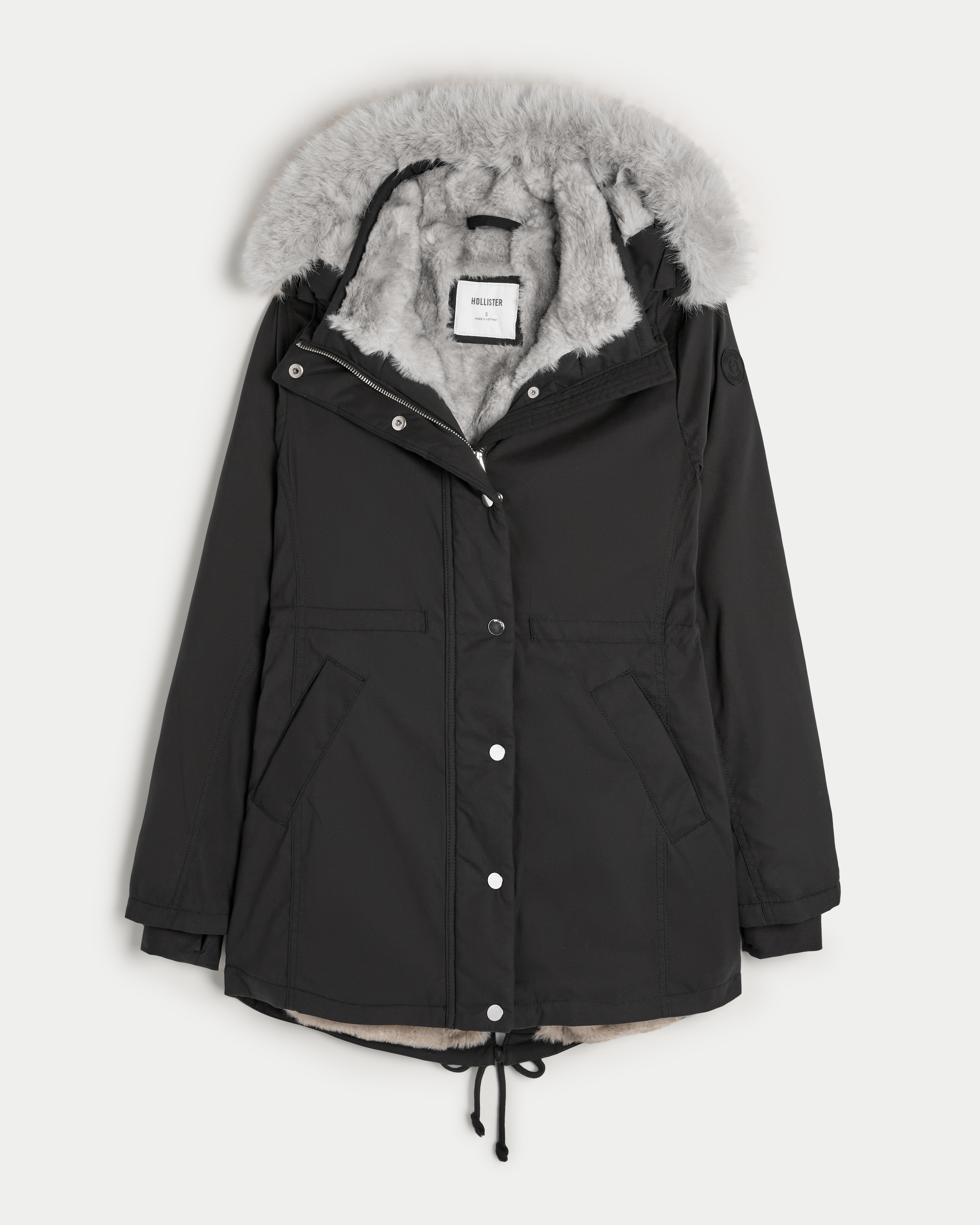 Women s Faux Fur Lined Parka in Black Size XXL from Hollister