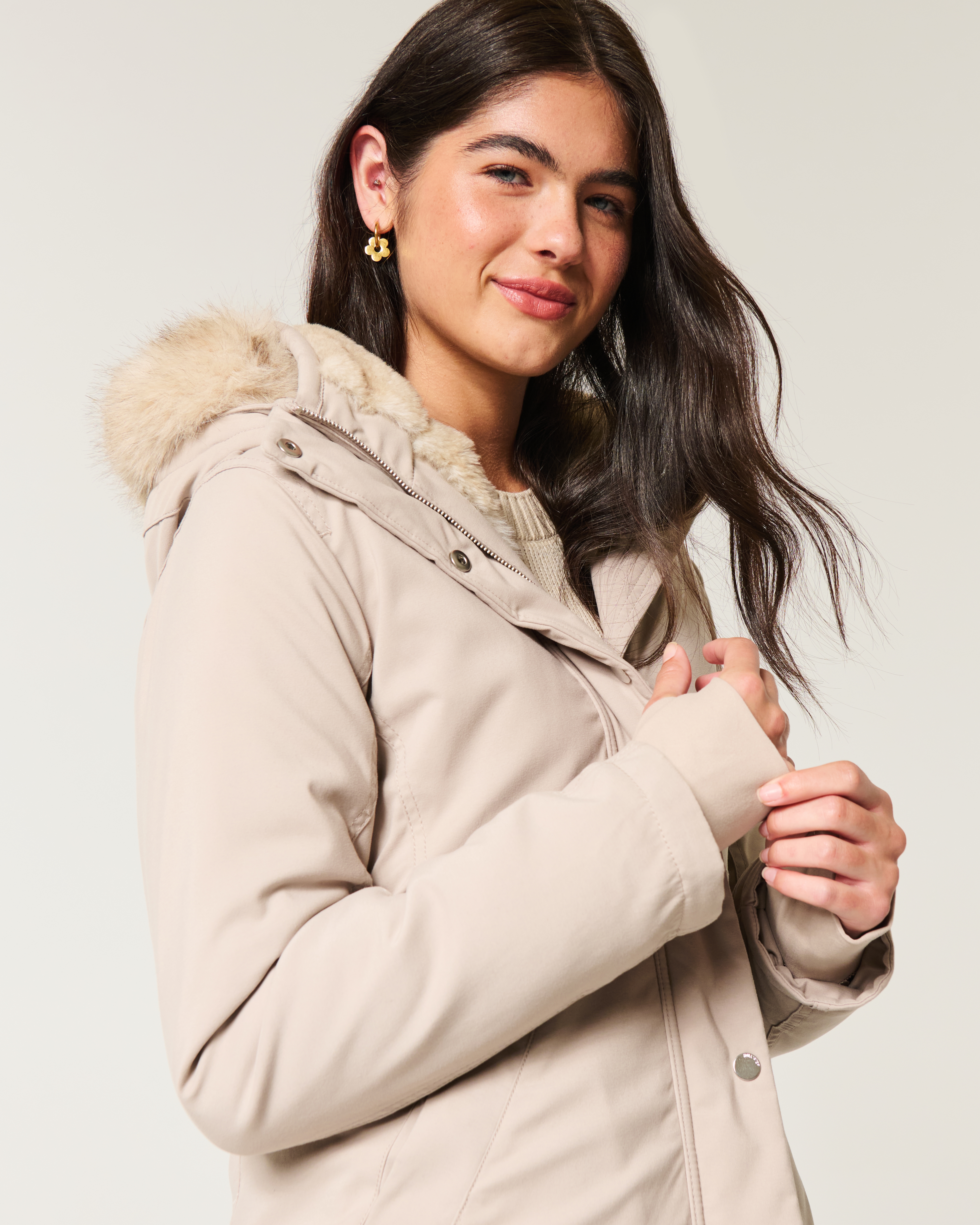 Grey fur lined parka online