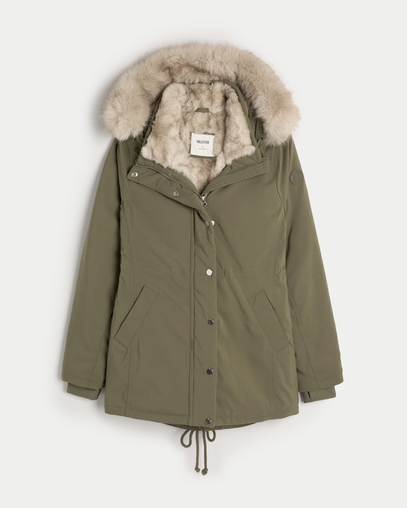 Hollister green parka on sale