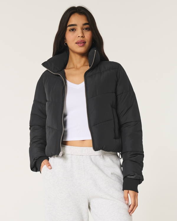 Mini Zip-Up Puffer Jacket, Black