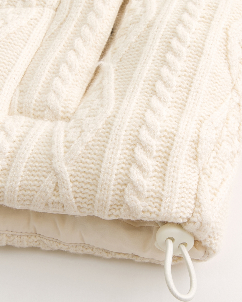 Sweater-Knit Mini Puffer Jacket