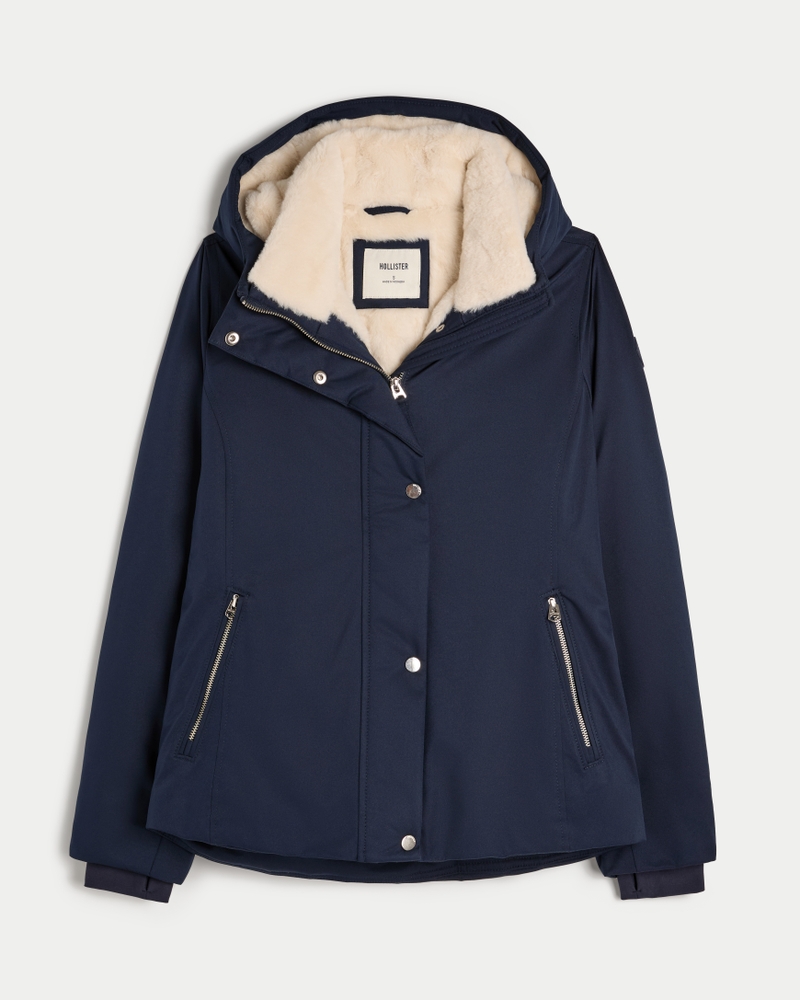 Navy faux fur lined luxe parka best sale