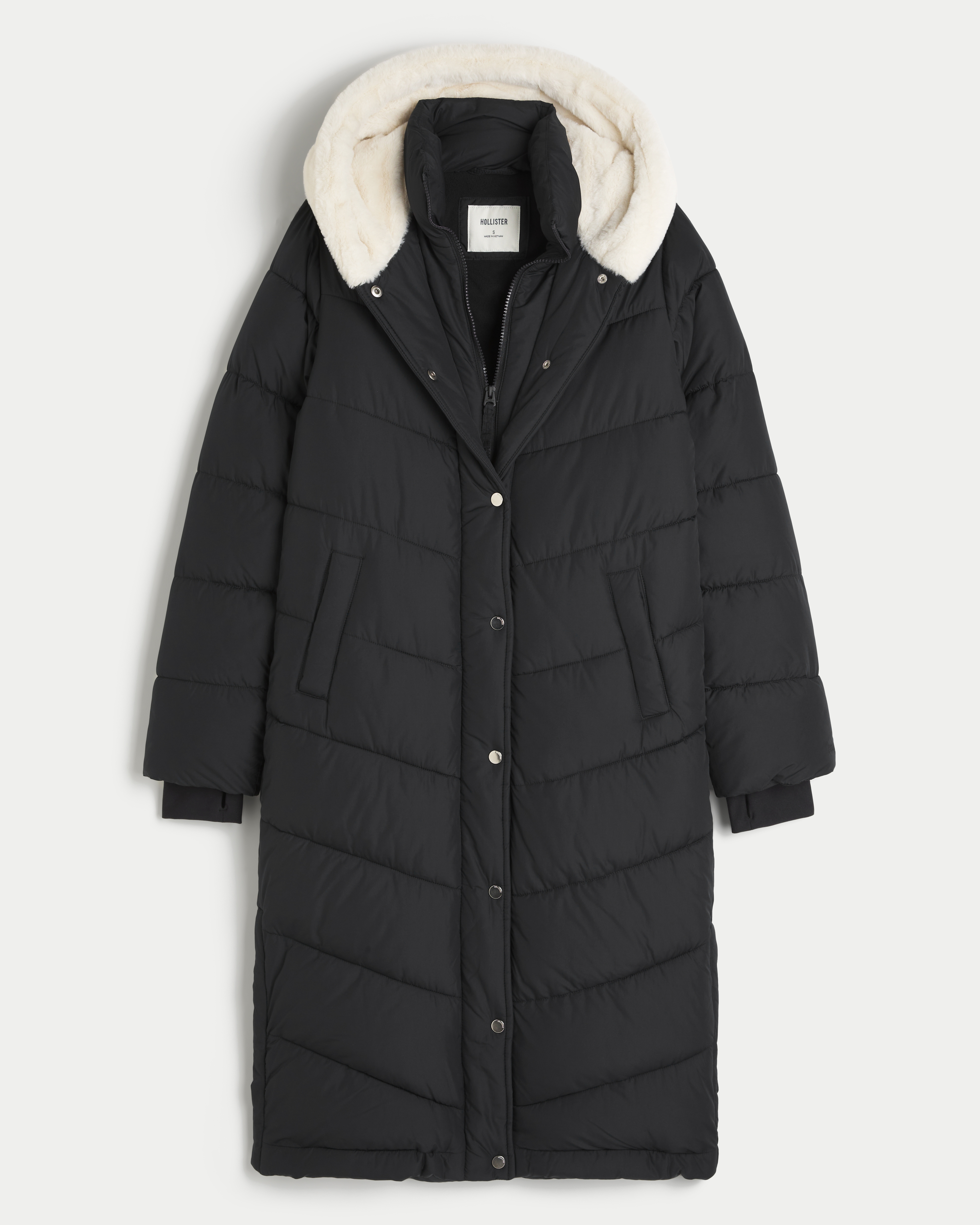 Women s Longline Puffer Parka in Black Size M from Hollister