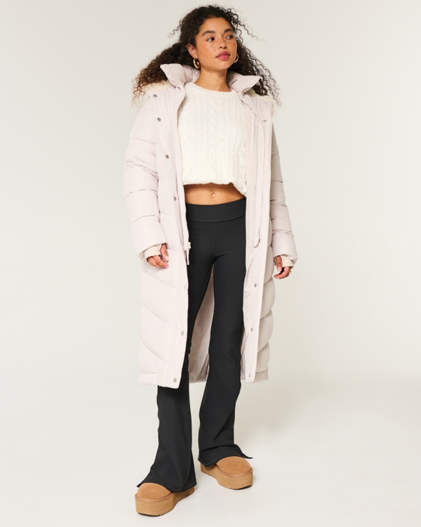 Longline Puffer Parka, Cream