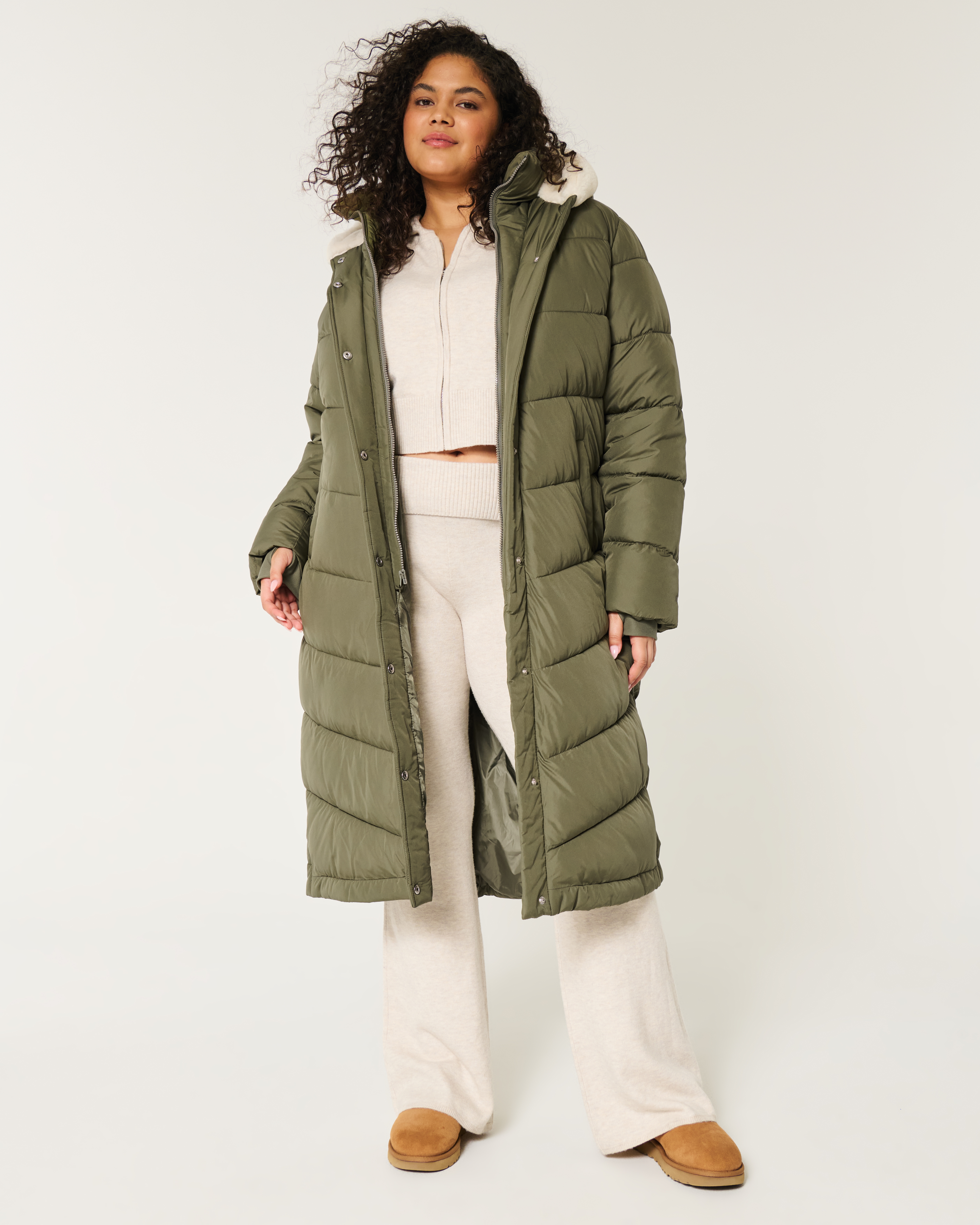 Women s Longline Puffer Parka Women s Jackets Coats HollisterCo