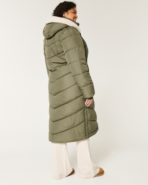 Longline Puffer Parka, Olive view 2