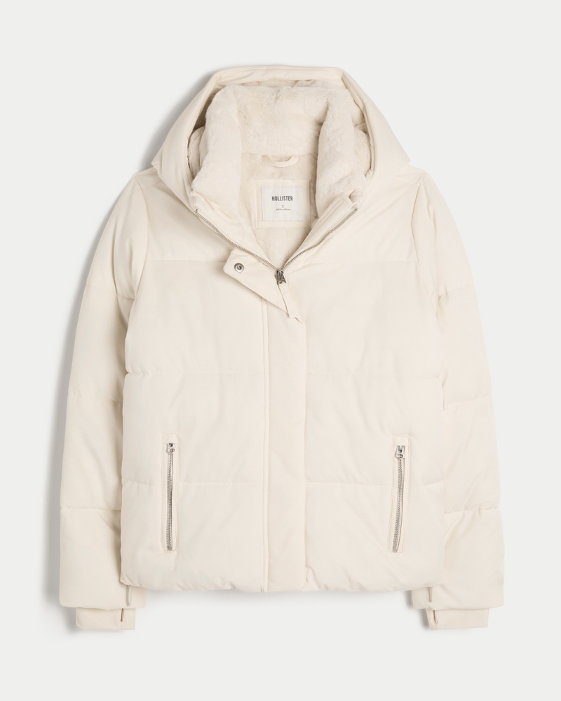 Hollister womens puffer jacket best sale