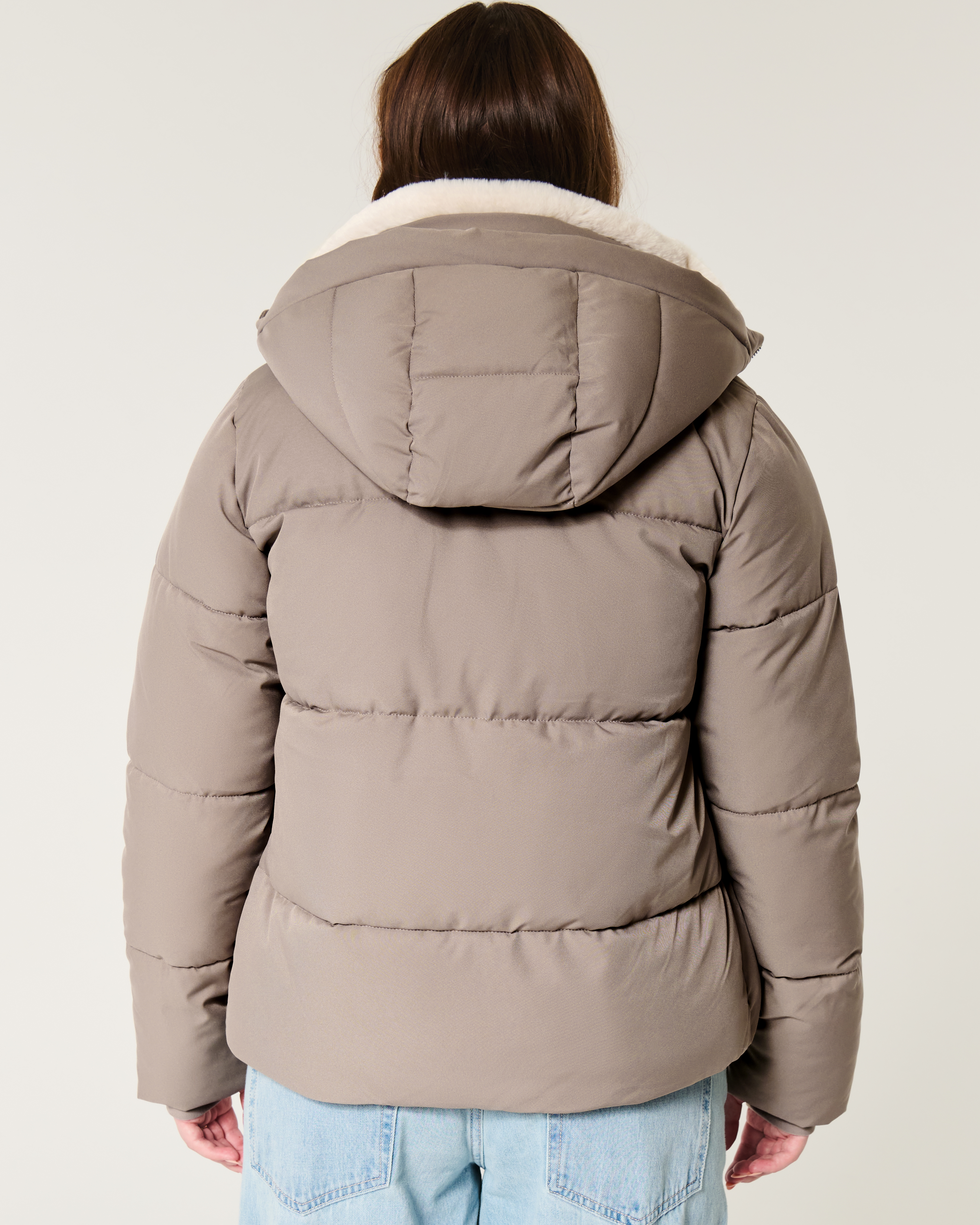 Hollister faux retailer fur lined Puffer Jacket