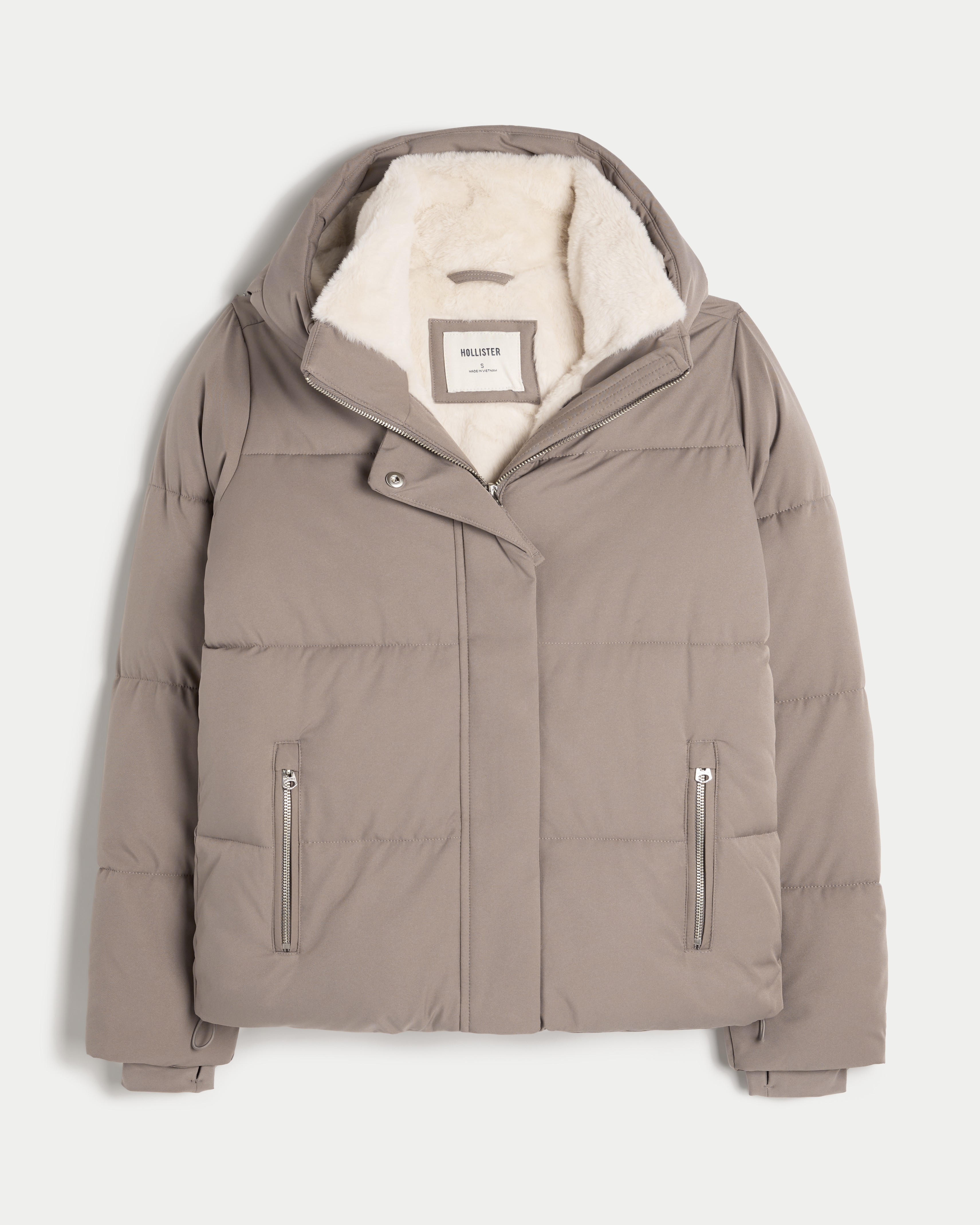 Hollister womens puffer jacket online