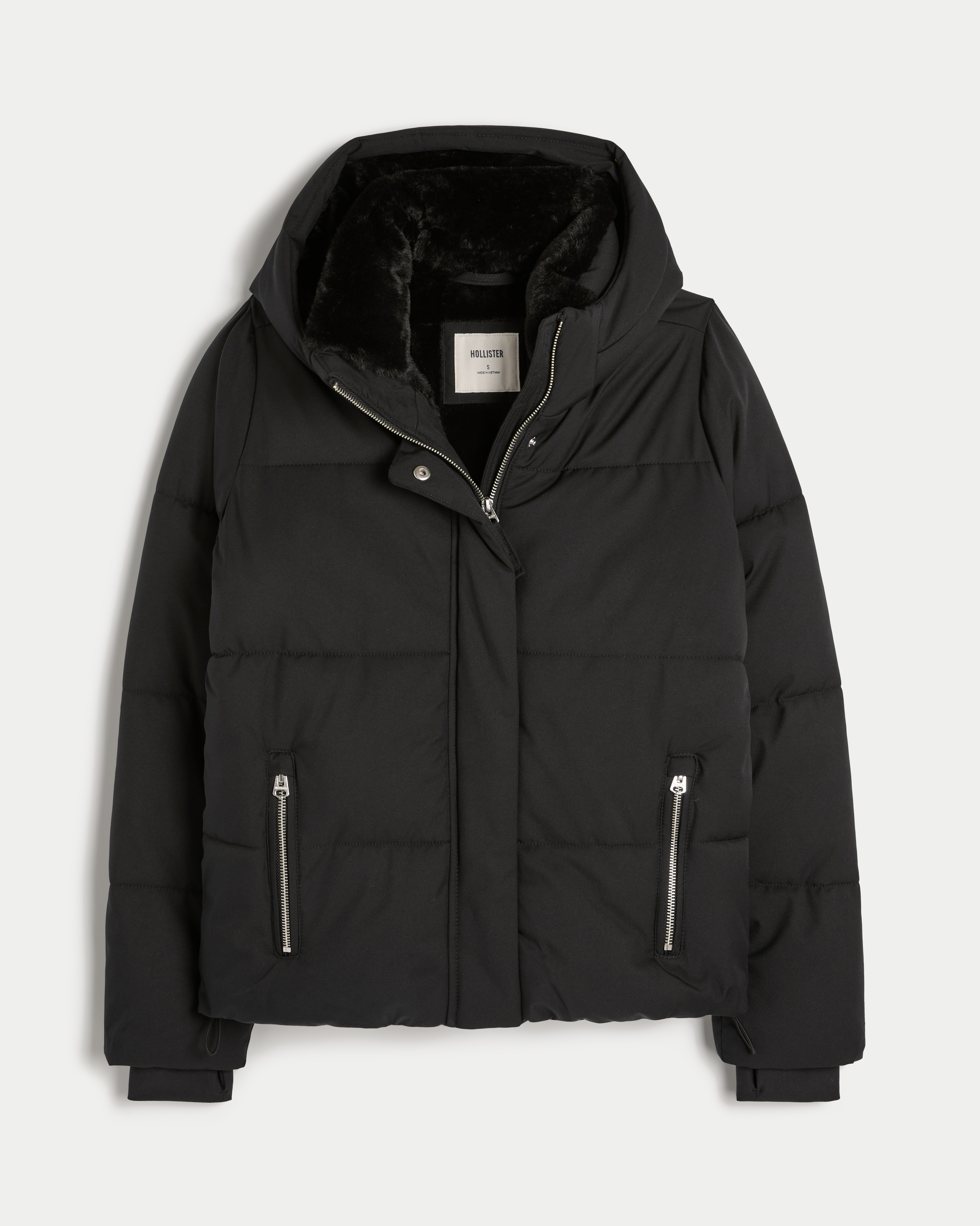 Hollister grey puffer jacket on sale