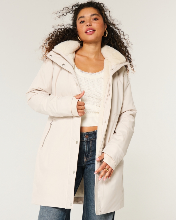 All-Weather Sherpa-Lined Parka, Light Taupe