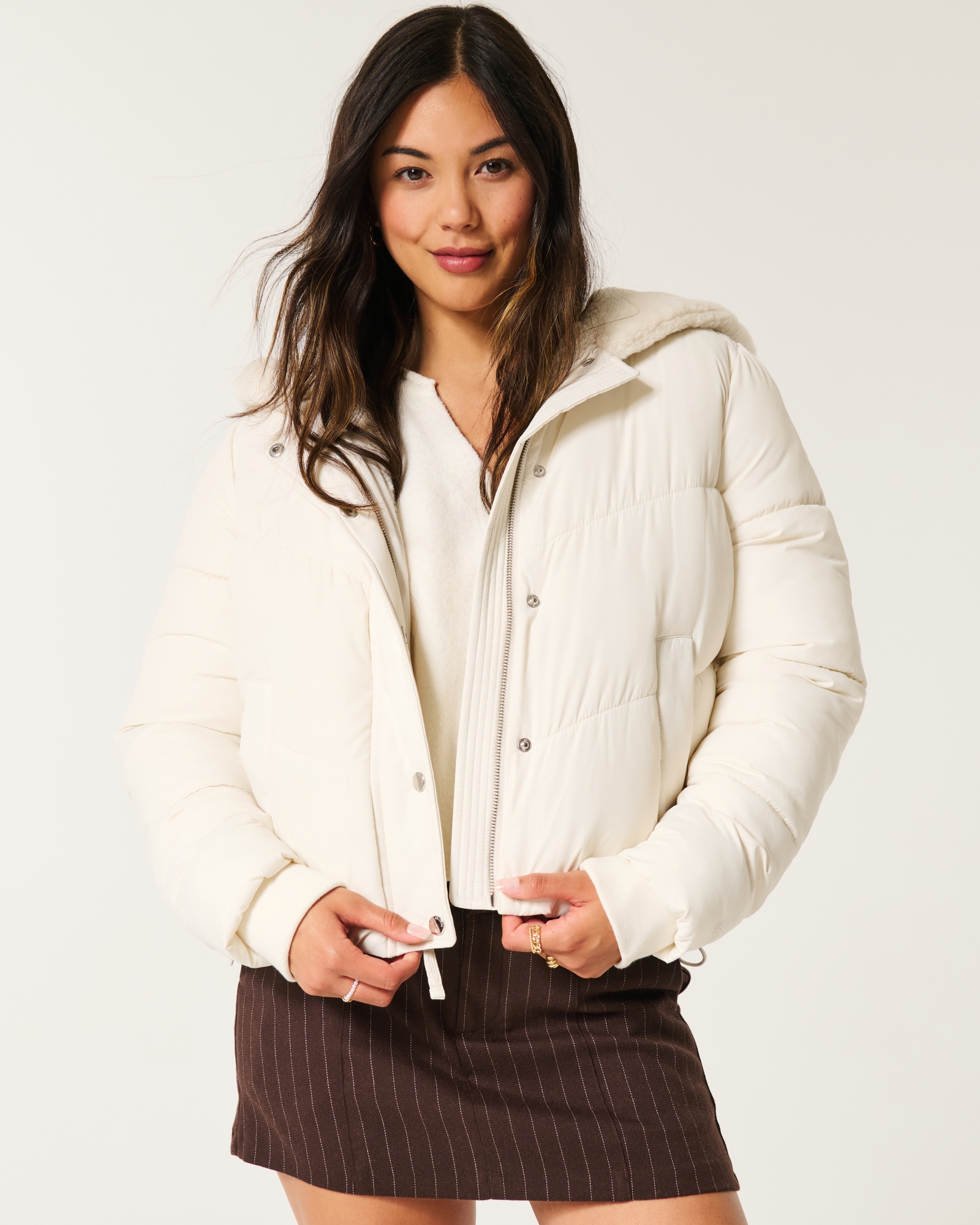 Chaqueta Acolchada Chaqueta Blanca Hollister Outerwear Plumiferos