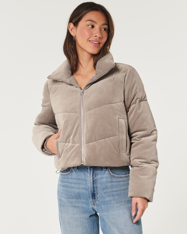 Hollister Sherpa Lined Puffer Jacket Gray Size L - $35 - From Camila