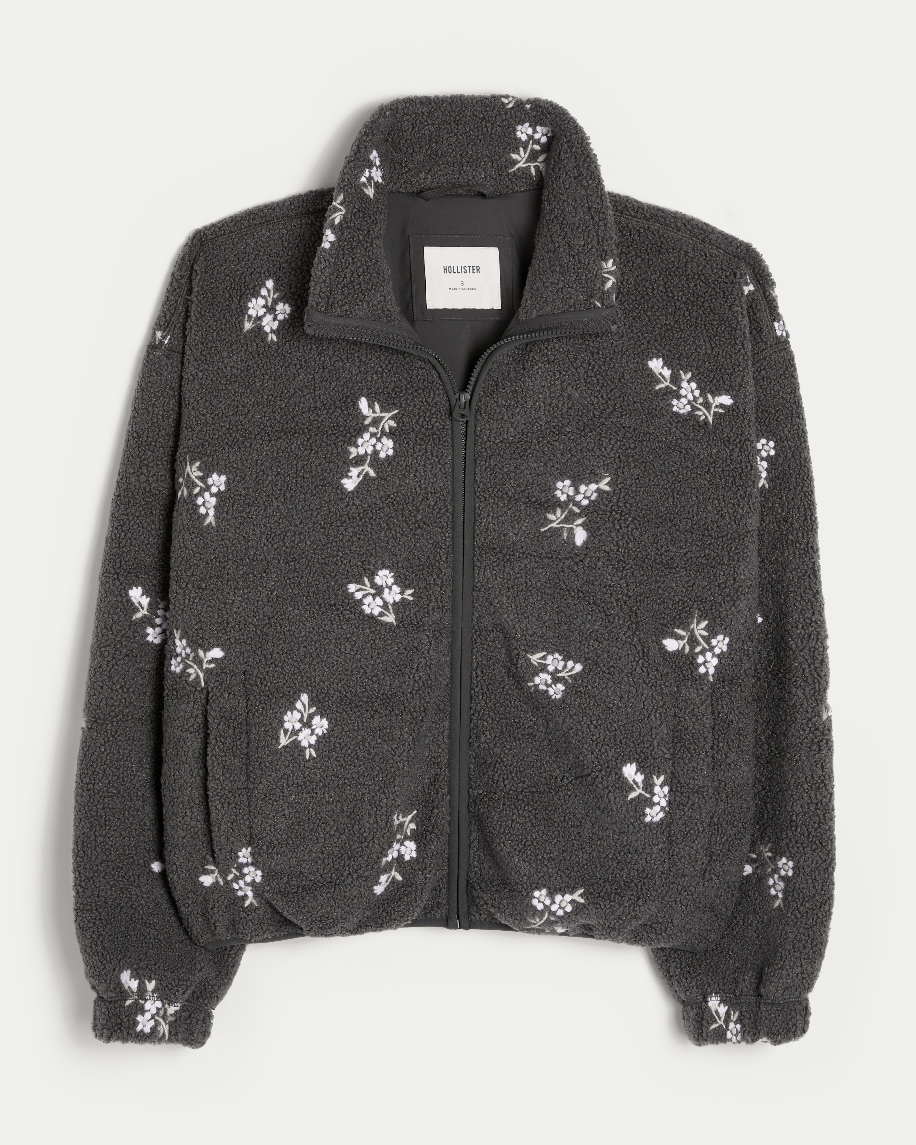 Embroidered Sherpa Fleece Jacket