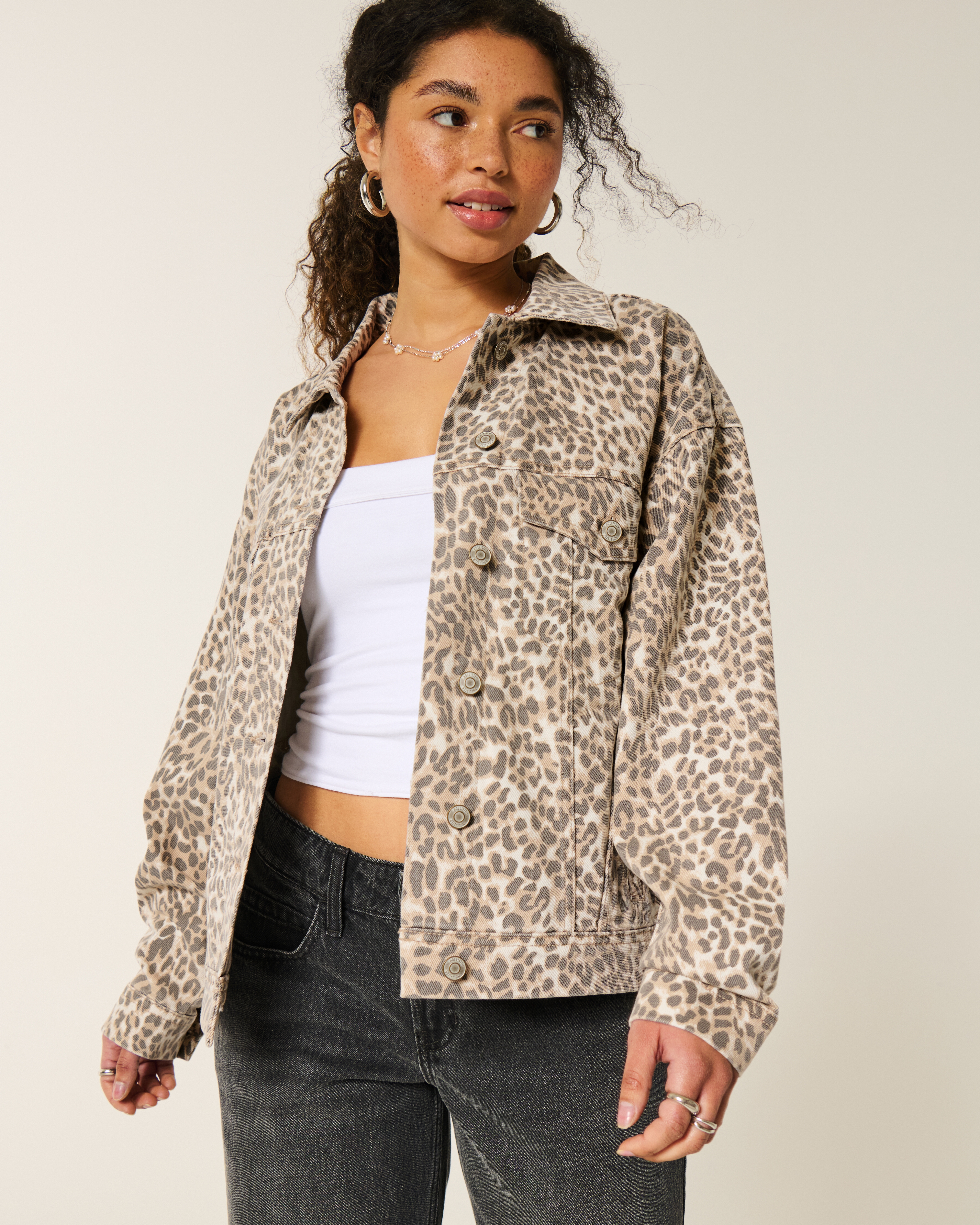 Leopard Print Denim Jacket