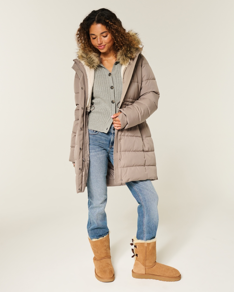 Faux Fur-Lined Puffer Parka
