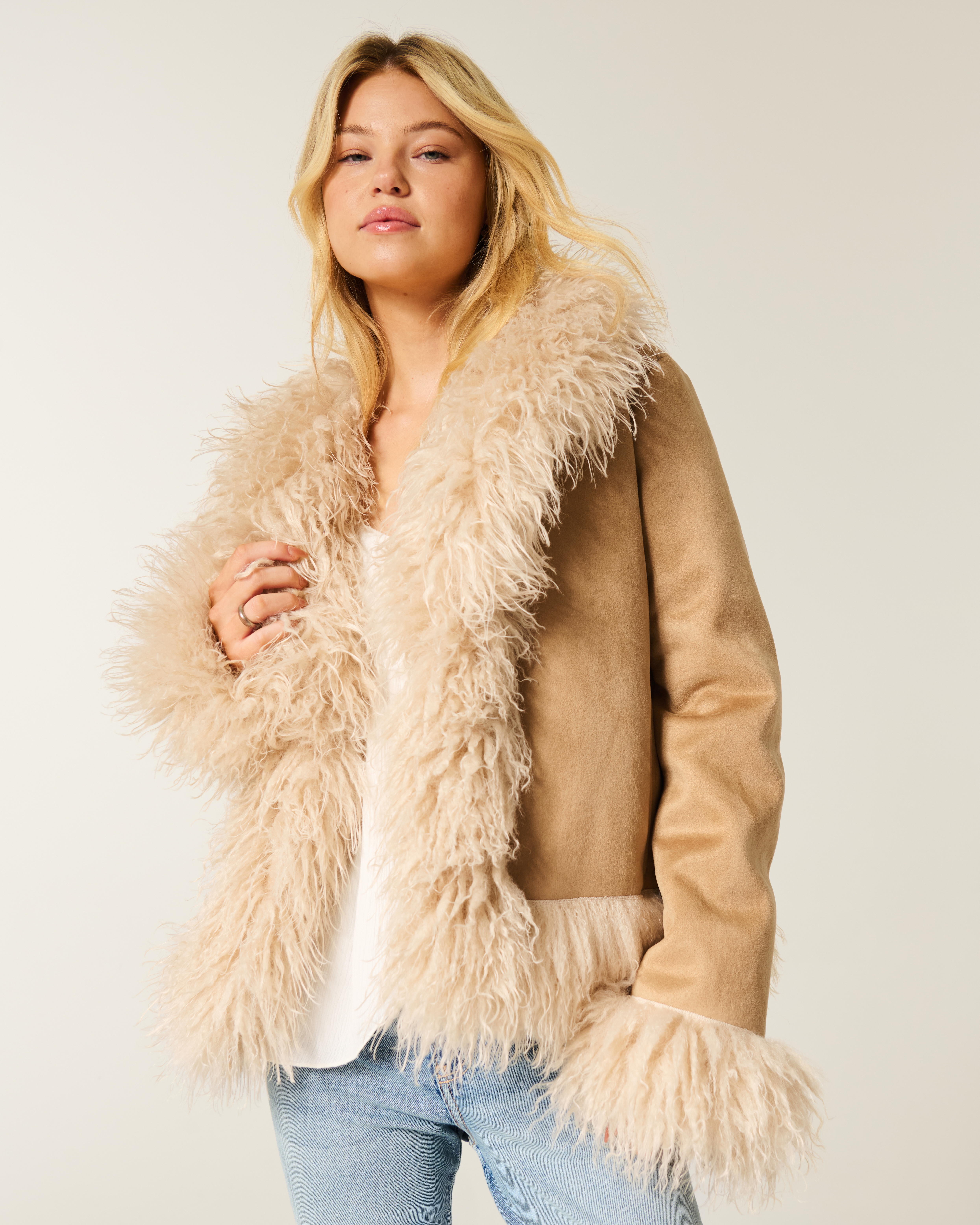 Faux Fur-Lined Shearling Jacket