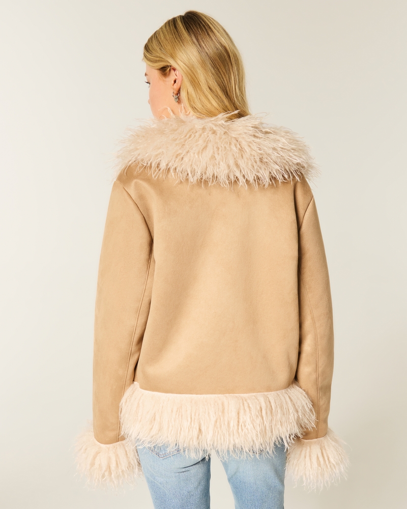 Faux Fur-Lined Faux Shearling Jacket