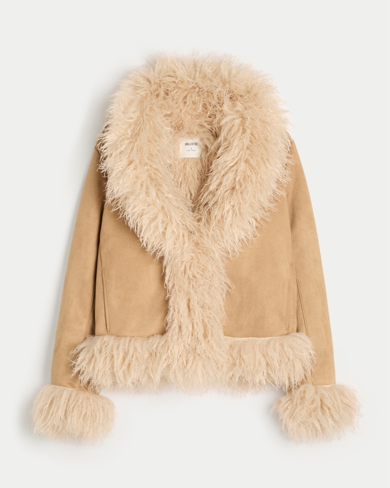 Faux Fur-Lined Faux Shearling Jacket
