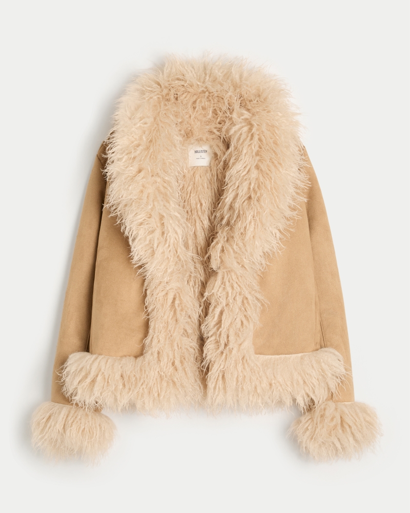 Faux Fur-Lined Faux Shearling Jacket