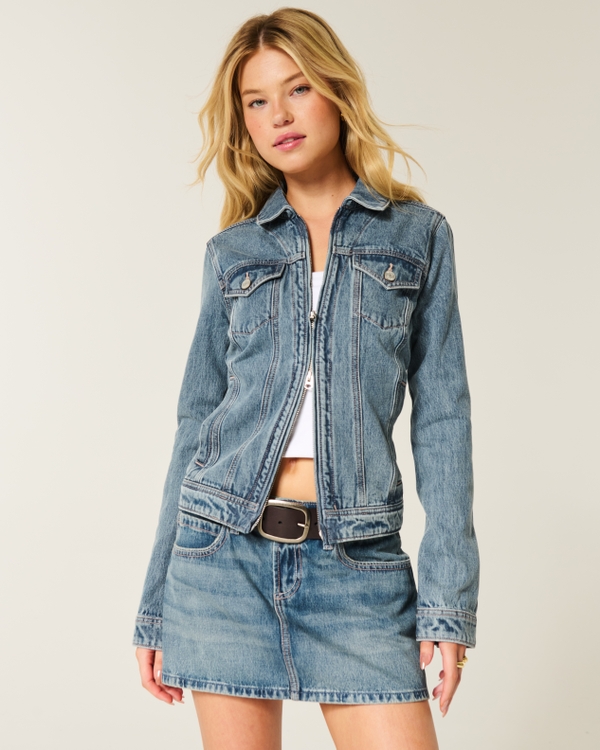 Denim Zip-Up Jacket, Medium view 1