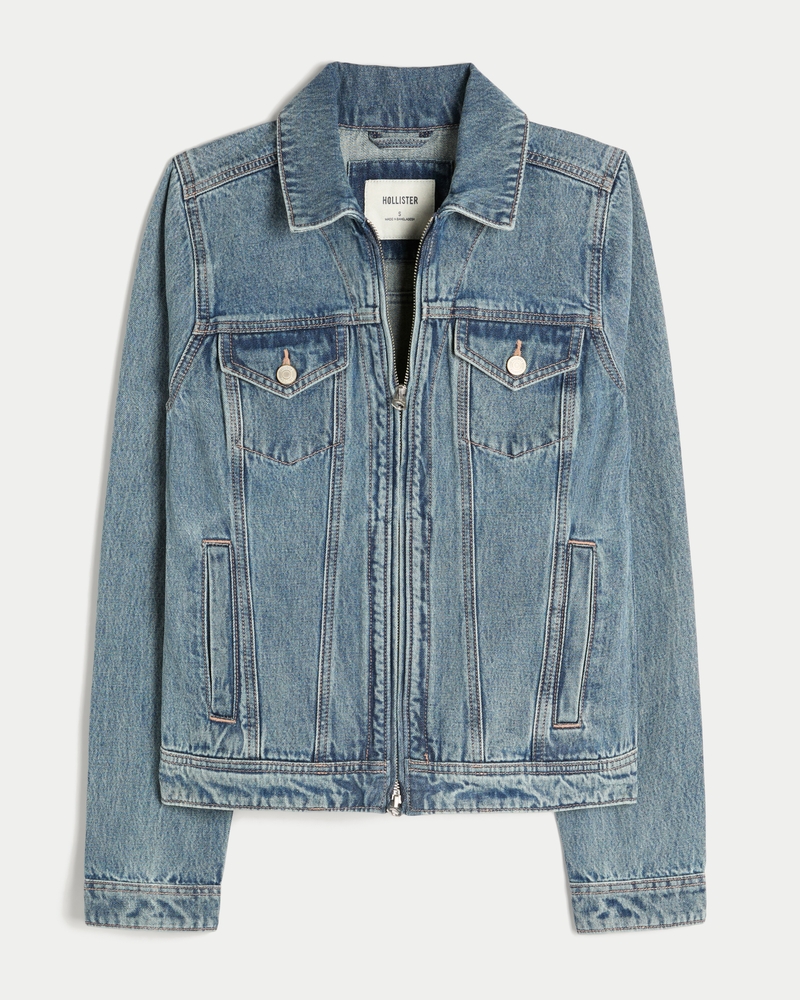Women's Denim Zip-Up Jacket Women's Jackets Coats