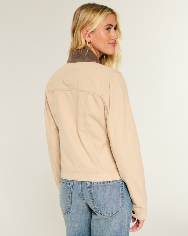 Twill Zip-Up Jacket, Khaki view 2