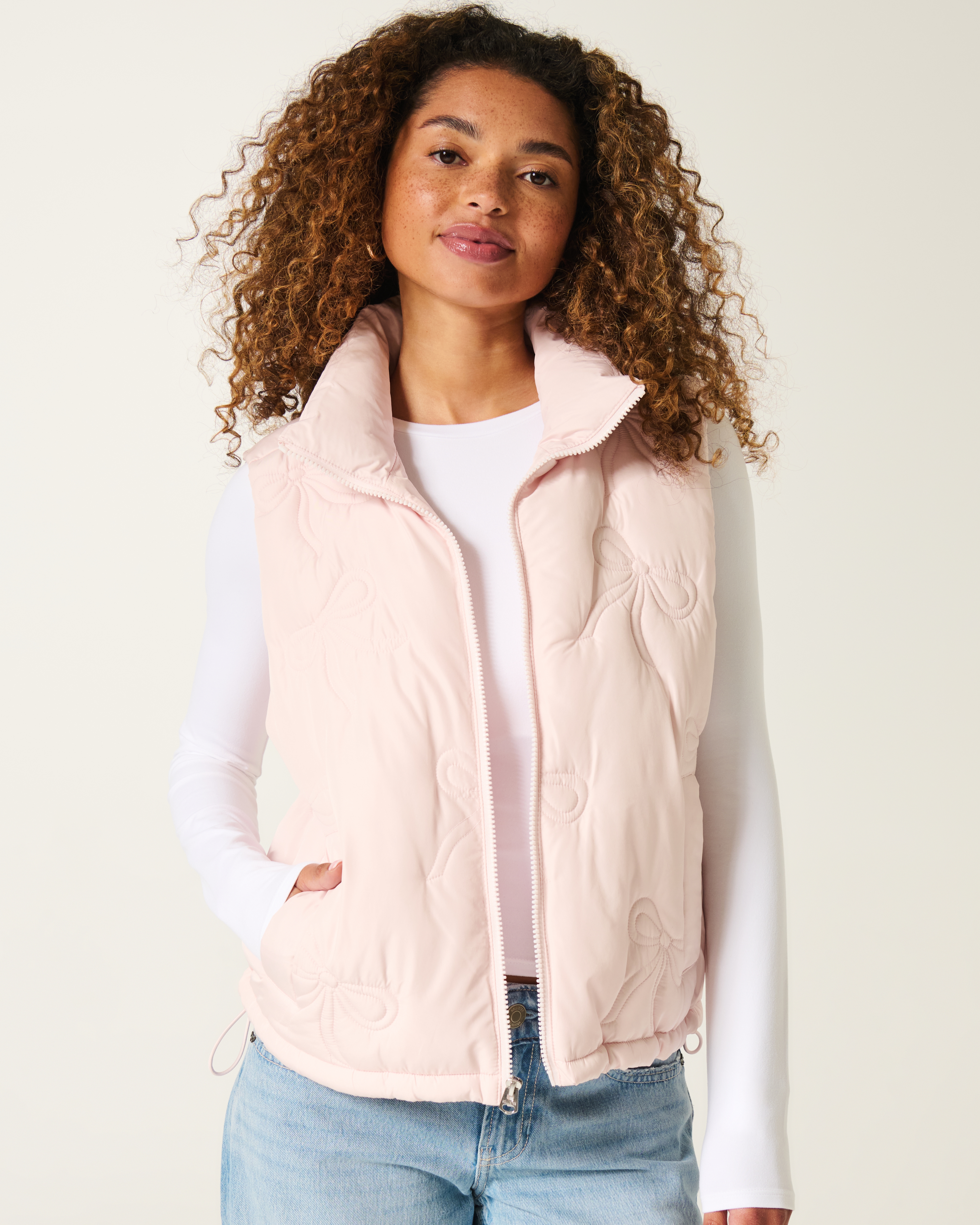 Bow Pattern Puffer Vest