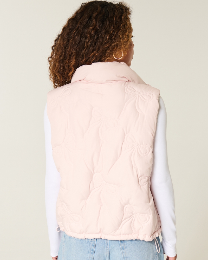 Bow Pattern Puffer Vest
