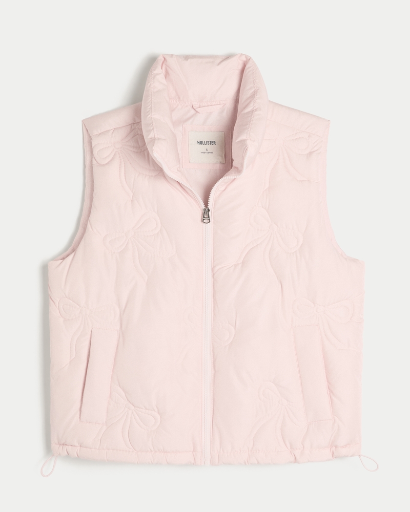 Bow Pattern Puffer Vest