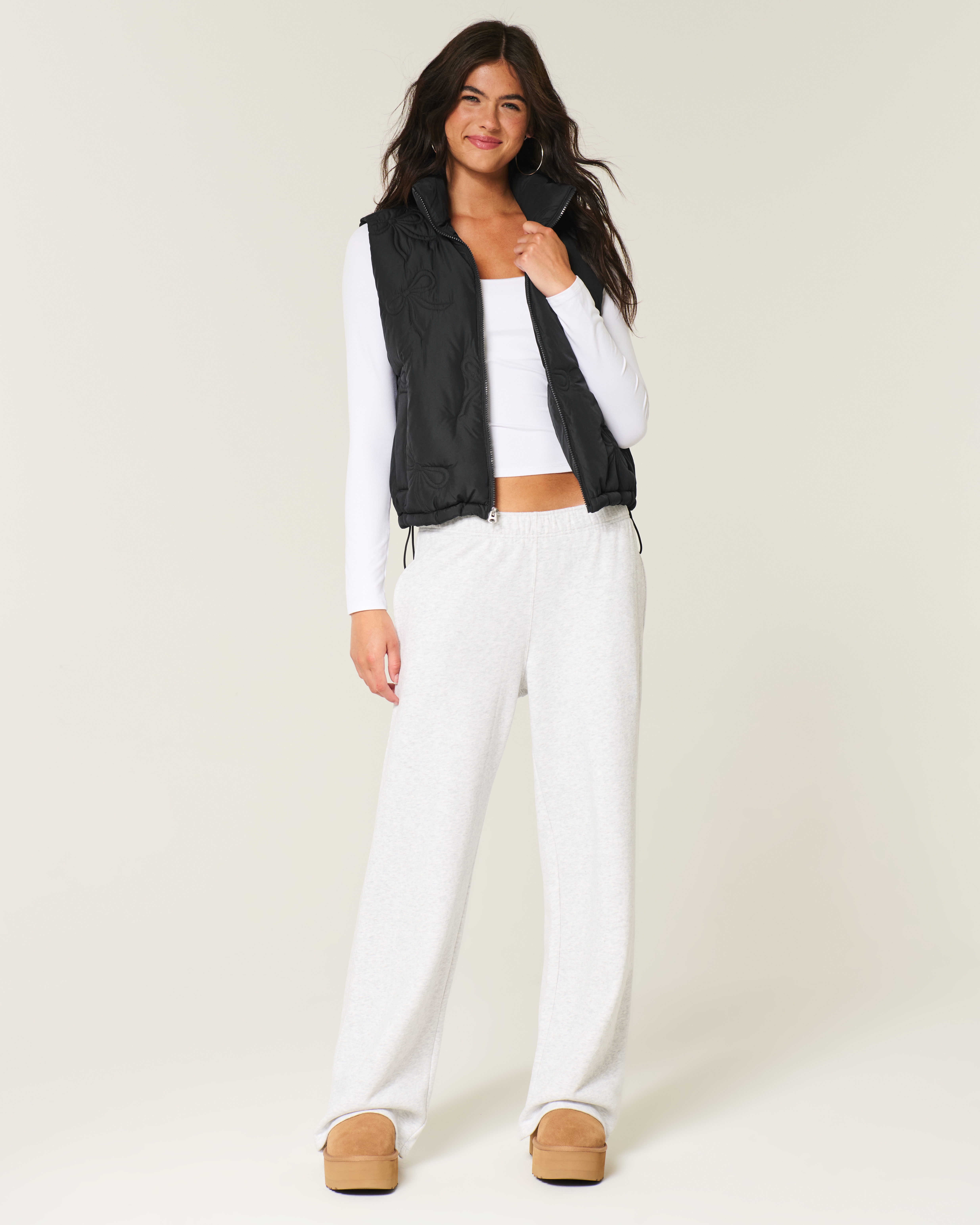 Bow Pattern Puffer Vest