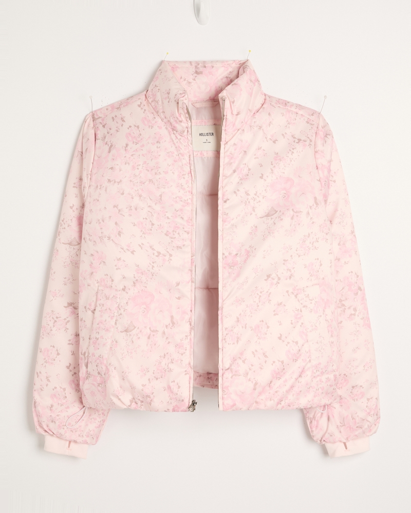 Zip-Up Pattern Puffer Jacket