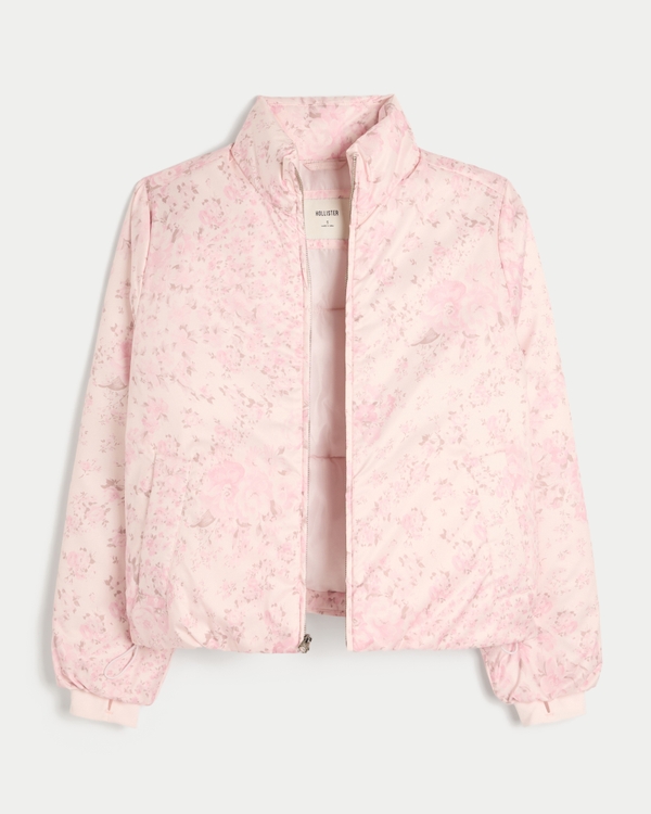 Zip-Up Pattern Puffer Jacket