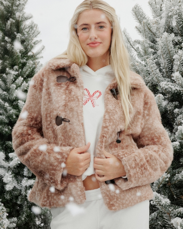 Cozy Toggle Jacket, Light Brown view 1