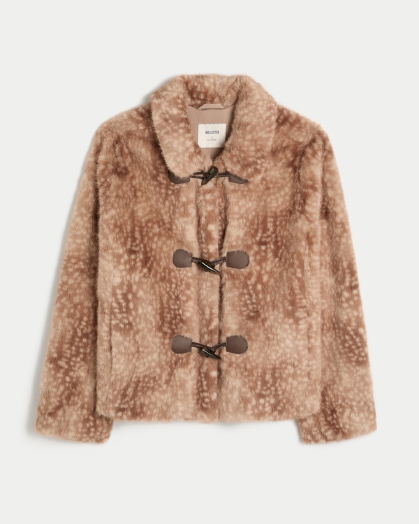 Faux Fur Doe Print Jacket