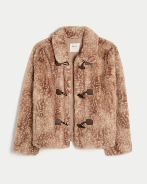 Faux Fur Doe Print Jacket