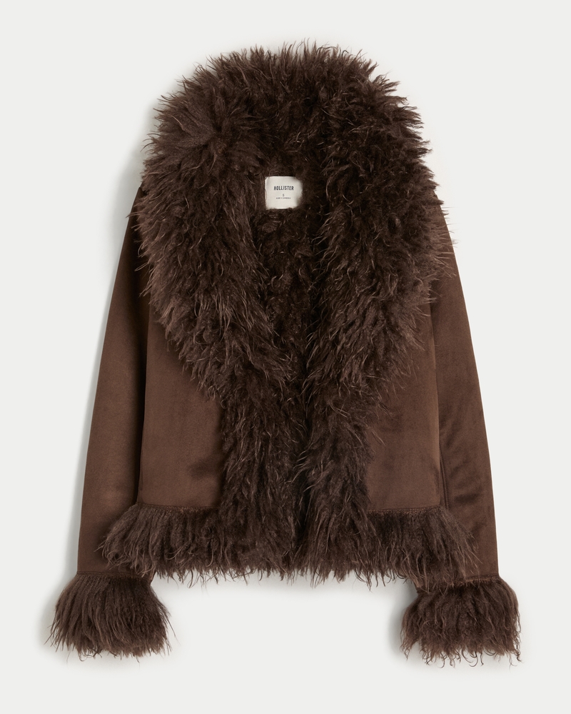 Faux Fur-Lined Faux Shearling Jacket