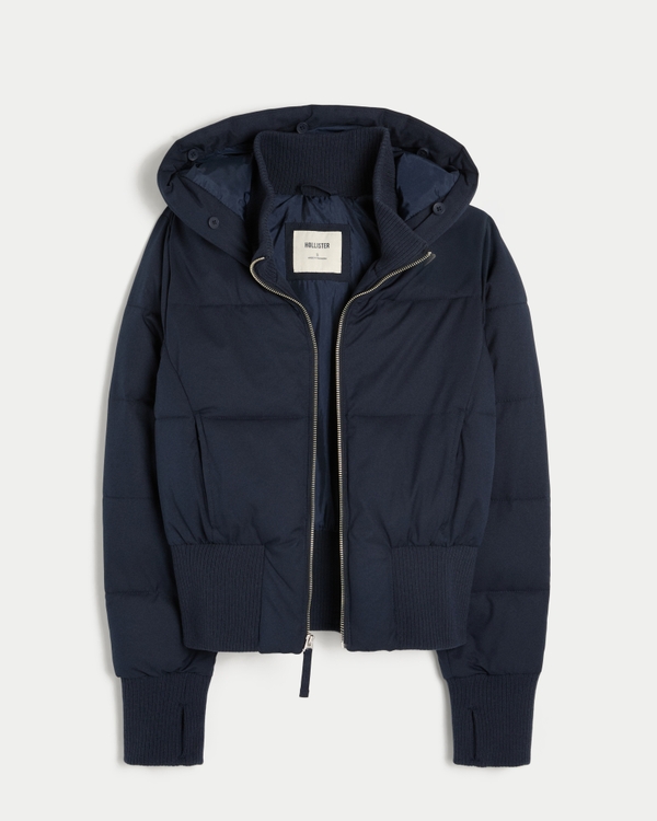 Faux Fur Trim Puffer Bomber Jacket